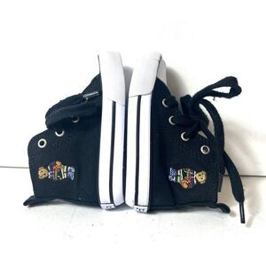 Polo Ralph Lauren Toddler Baby Sz 5 High Top Black Canvas Sneaker Shoes Lace Up